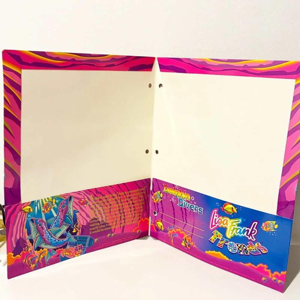Vintage Lisa Frank Suni & Echo Spotted Dolphins Ocean Folder School Supply